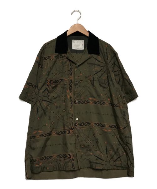 sacai（サカイ）sacai (サカイ) バンダナプリントオープンカラーシャツ オリーブ サイズ:2の古着・服飾アイテム