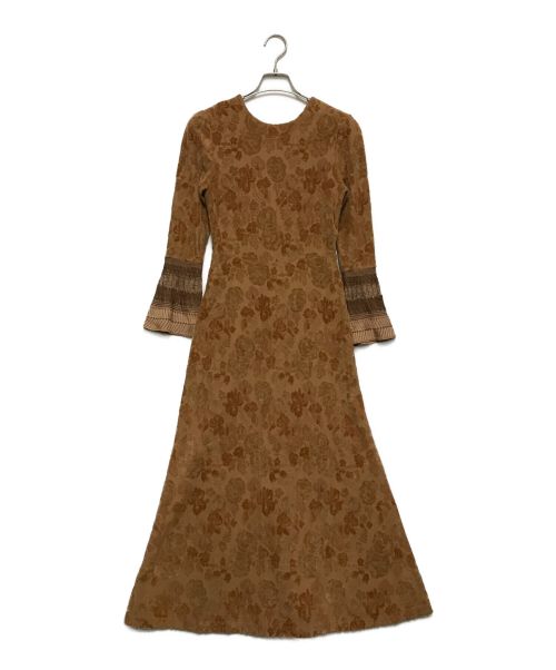 Mame Kurogouchi（マメクロゴウチ）Mame Kurogouchi (マメクロゴウチ) Flowered Velour Jacquard Dress ブラウン サイズ:1の古着・服飾アイテム