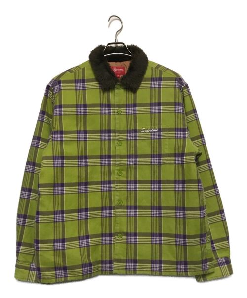 SUPREME（シュプリーム）SUPREME (シュプリーム) faux fur collar flannel shirt グリーン サイズ:Mの古着・服飾アイテム