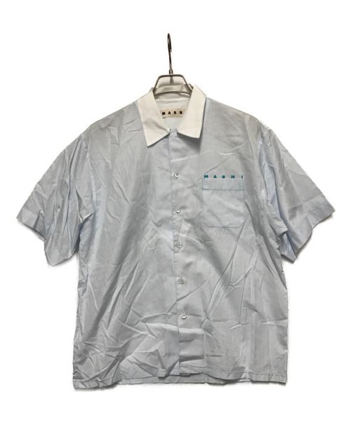 MARNI（マルニ）MARNI (マルニ) コットンポプリンオープンカラーS/Sロゴシャツ スカイブルー サイズ:48の古着・服飾アイテム