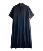 ENFOLDエンフォルド）の古着「PE ジョーゼット プリーツ 5分袖 DRESS」｜ブラック