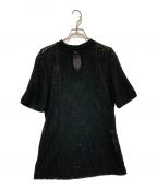 Mame Kurogouchiマメクロゴウチ）の古着「Curtain Lace Jacquard Jersey Top　ジャガードブラウス」｜ブラック
