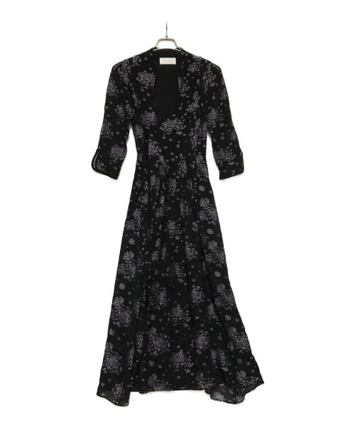 Mame Kurogouchi（マメクロゴウチ）Mame Kurogouchi (マメクロゴウチ) PEDICEL JACQUARD DRESS ブラック×パープル サイズ:1の古着・服飾アイテム