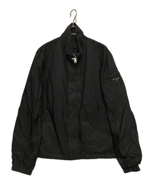 PRADA（プラダ）PRADA (プラダ) ロゴプレートナイロンブルゾン ブラック サイズ:50の古着・服飾アイテム
