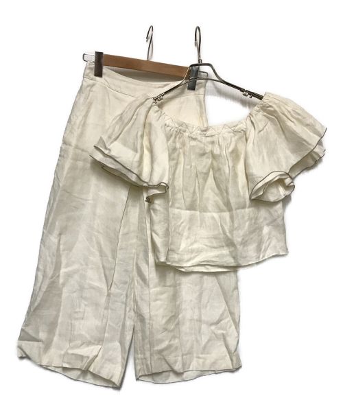 MYLAN（マイラン）MYLAN (マイラン) PAGANINI リネンオフショルセットアップ ホワイト サイズ:FREEの古着・服飾アイテム