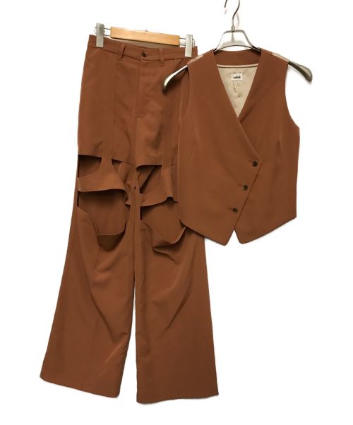 Irojikake（イロジカケ）Irojikake (イロジカケ) ベスト+デザインパンツセットアップ ブラウン サイズ:Sの古着・服飾アイテム