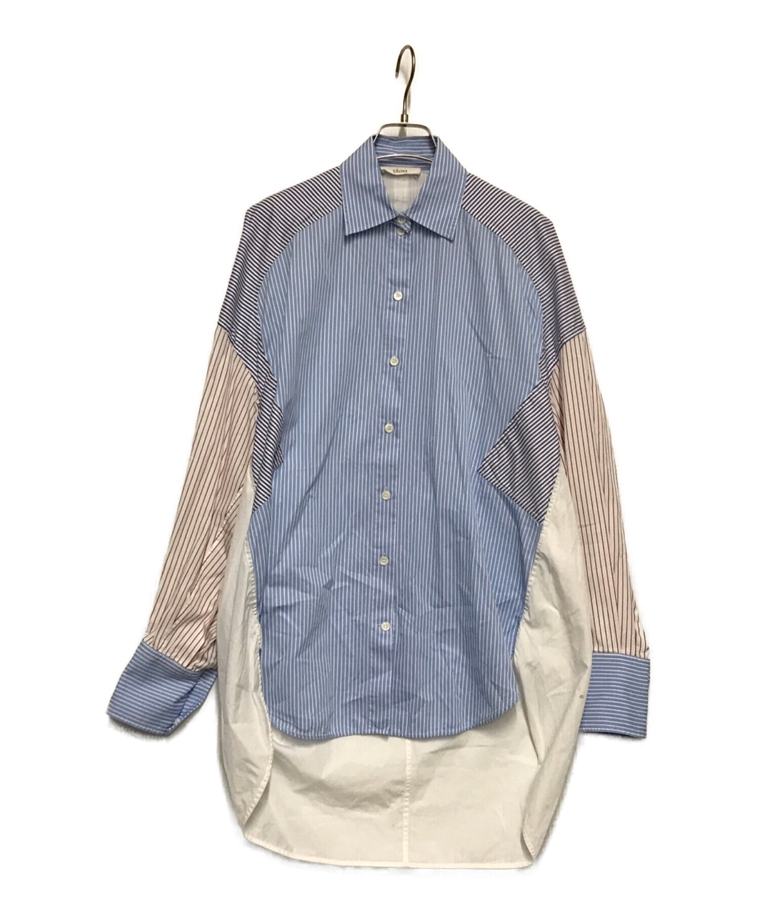 CELINE (セリーヌ) スイッチストライプオーバーシャツ ブルー サイズ:34