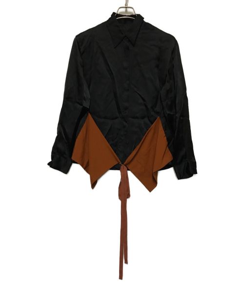 MM6 Maison Margiela（エムエムシックス メゾンマルジェラ）MM6 Maison Margiela (エムエムシックス メゾンマルジェラ) レーヨンドッキングデザインシャツ ブラック サイズ:40の古着・服飾アイテム