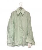 Mame Kurogouchiマメクロゴウチ）の古着「23SS　Cotton Silk Broad Basket Motif Shirt」｜グリーン