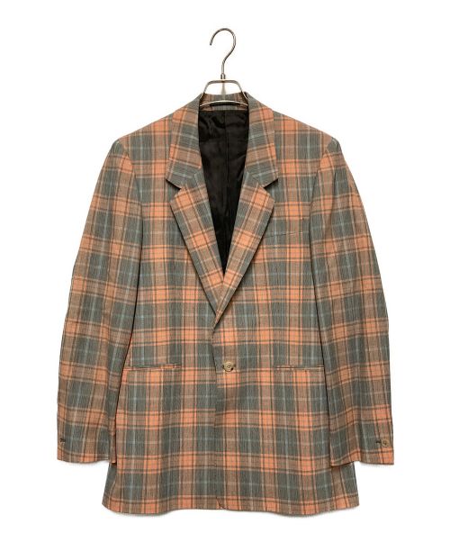 E.TAUTZ（イートーツ）E.TAUTZ (イートーツ) チェックテーラードジャケット オレンジ サイズ:38の古着・服飾アイテム