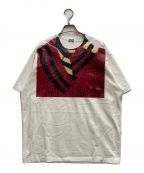 kolor/BEACONカラービーコン）の古着「ネックスイッチング プリント Tシャツ」｜ホワイト