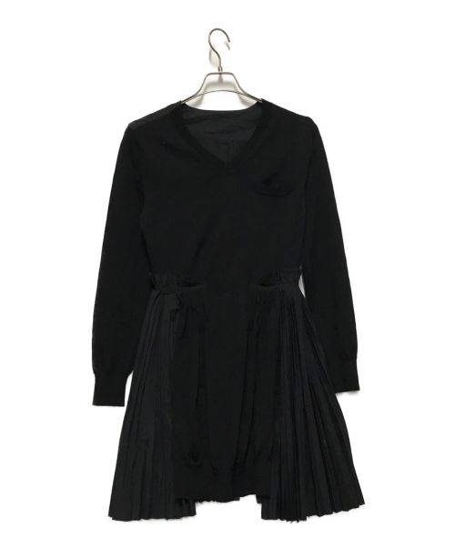 sacai（サカイ）sacai (サカイ) ニットドッキングワンピース ブラック サイズ:1の古着・服飾アイテム