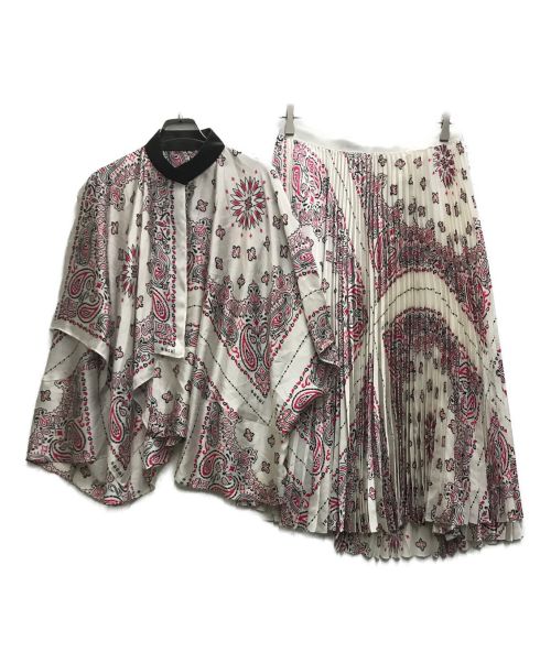 sacai（サカイ）sacai (サカイ) バンダナプリントプリーツラップスカート ホワイトの古着・服飾アイテム