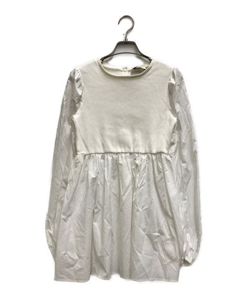 UNITED ARROWS（ユナイテッドアローズ）UNITED ARROWS (ユナイテッドアローズ) コンビ ランタンスリーブ カットソー ホワイト サイズ:FREEの古着・服飾アイテム