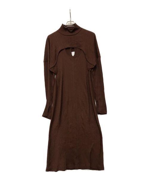 Mame Kurogouchi（マメクロゴウチ）Mame Kurogouchi (マメクロゴウチ) Random Ribbed Organic Cotton 2 way Dress ブラウン サイズ:3の古着・服飾アイテム