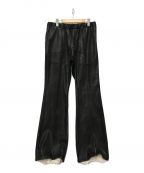 TAAKKターク）の古着「LEATHER COATING JERSEY TRACK PANTS」｜ブラック