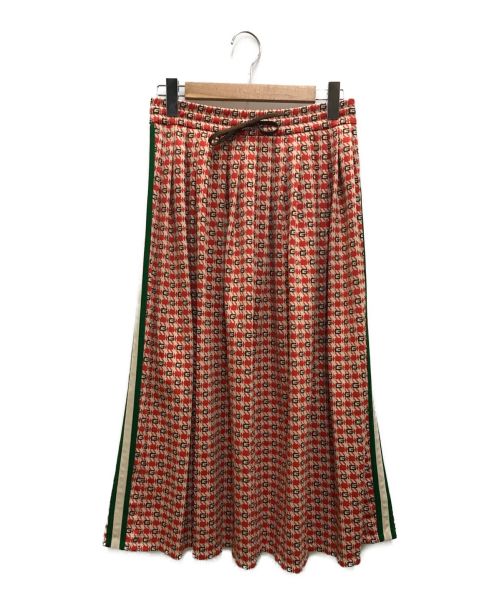 GUCCI（グッチ）GUCCI (グッチ) サイドラインプリーツスカート レッド サイズ:3の古着・服飾アイテム