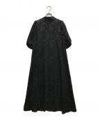 J by blueジェイバイブルー）の古着「インナー付きバックリボンジャガードドレス」｜ブラック