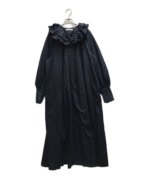 ETRE TOKYO（エトレトウキョウ）ETRE TOKYO (エトレトウキョウ) FRILL COLLAR COTTON DRESS ネイビー サイズ:FREEの古着・服飾アイテム