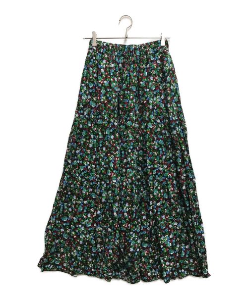 SACRA（サクラ）SACRA (サクラ) DAZZLING FLOWERSスカート ブラック×グリーン サイズ:38の古着・服飾アイテム