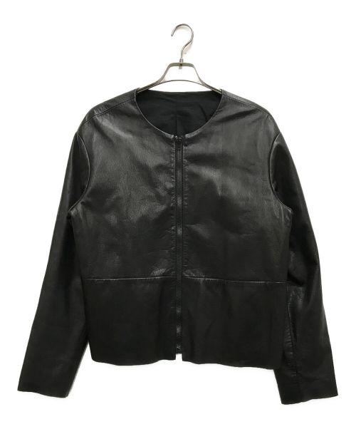 UNUSED（アンユーズド）UNUSED (アンユーズド) ノーカラーレザージャケット ブラック サイズ:4の古着・服飾アイテム