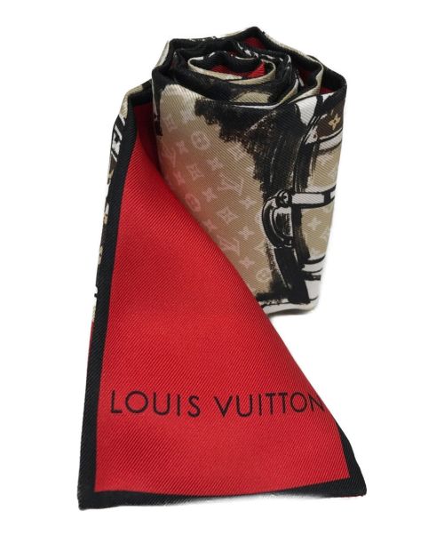 LOUIS VUITTON（ルイ ヴィトン）LOUIS VUITTON (ルイ ヴィトン) バンドートランク モノグラムシルクスカーフ レッド×ベージュの古着・服飾アイテム
