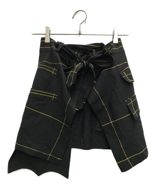NEMETH（ネメス）NEMETH (ネメス) ペイント巻きスカート/エプロン ブラック サイズ:FREEの古着・服飾アイテム