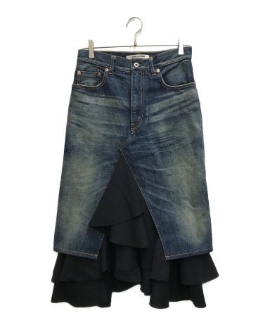 JUNYA WATANABE 12SS デニム ウール ドッキング スカート - プリーツ 