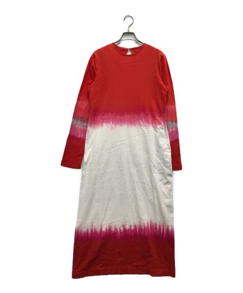 Mame Kurogouchi（マメクロゴウチ）Mame Kurogouchi (マメクロゴウチ) Shibori Tie-Dyed Cotton Jersey Dress レッド×ホワイト サイズ:2の古着・服飾アイテム