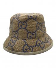 GUCCI (グッチ) GGパターン ラフィアエフェクトハット ベージュ サイズ:57