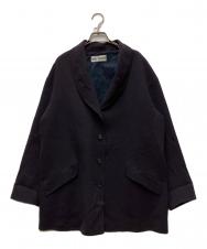 ISSEY MIYAKE (イッセイミヤケ) ショールカラーウールジャケット ネイビー サイズ:L
