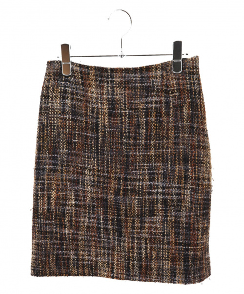 PRADA（プラダ）PRADA (プラダ) ミックスツイードスカート ブラウン サイズ:36の古着・服飾アイテム