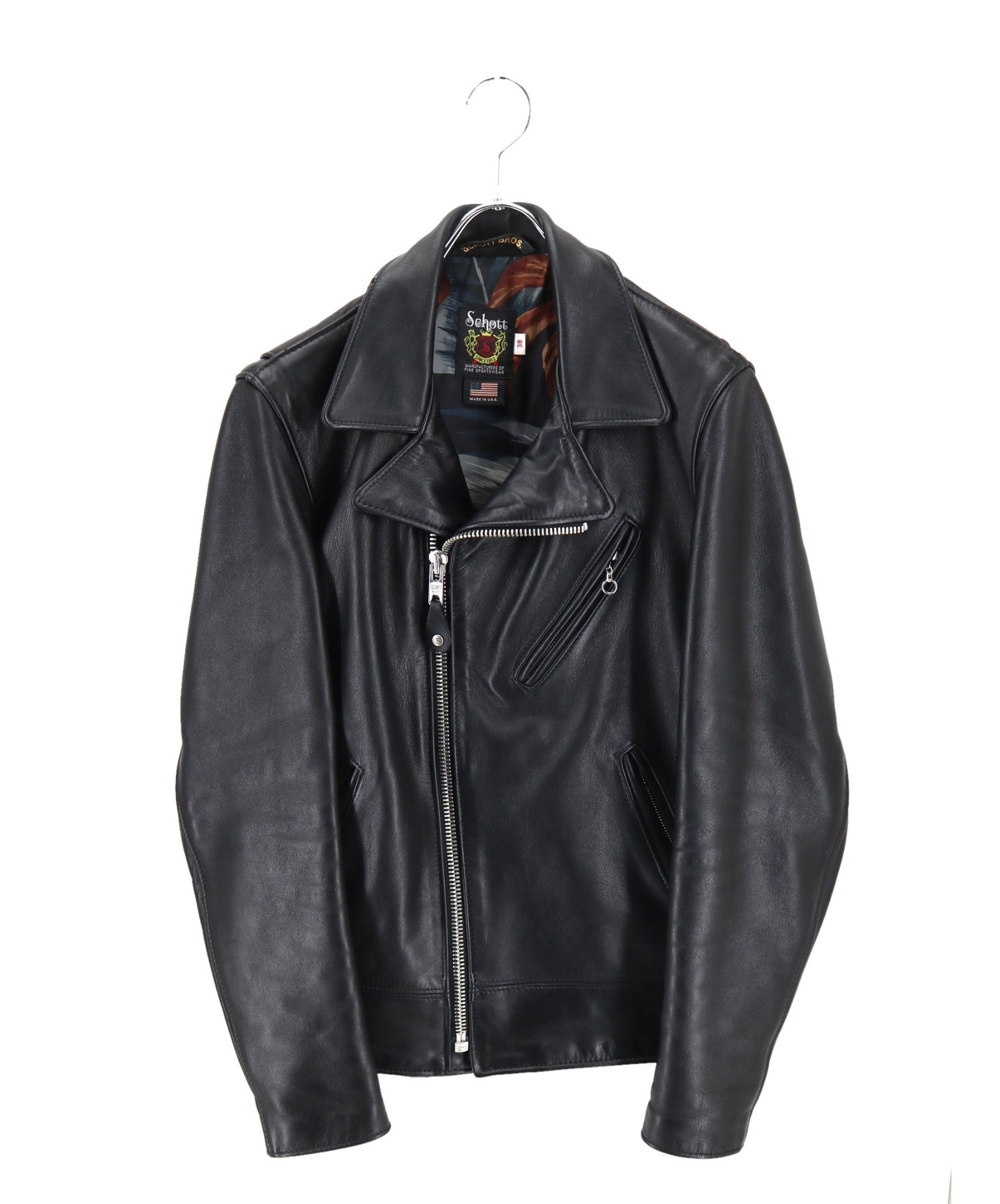 STUSSY×Schott (ステューシー×ショット) Motorcycle Jacket ブラック サイズ:38
