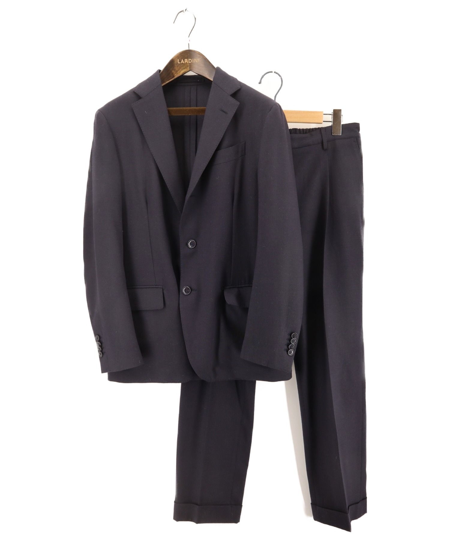 【中古・古着通販】LARDINI (ラルディーニ) EASY WEAR フランネル スーツ ネイビー サイズ:48 JS050AQ