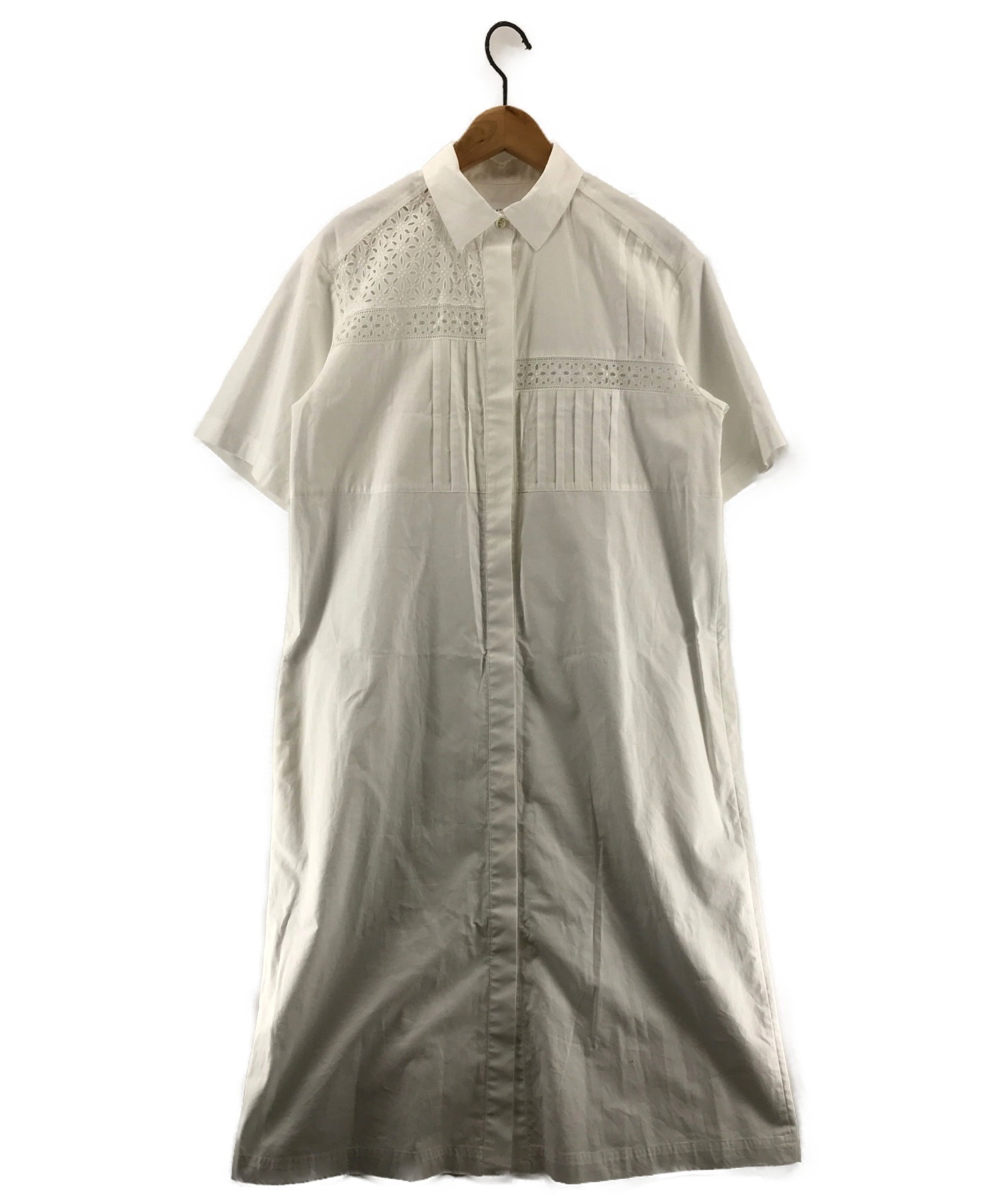 J&M DAVIDSON (ジェイ＆エム デヴィッドソン) カットワークシャツワンピース ドレス ホワイト サイズ:8