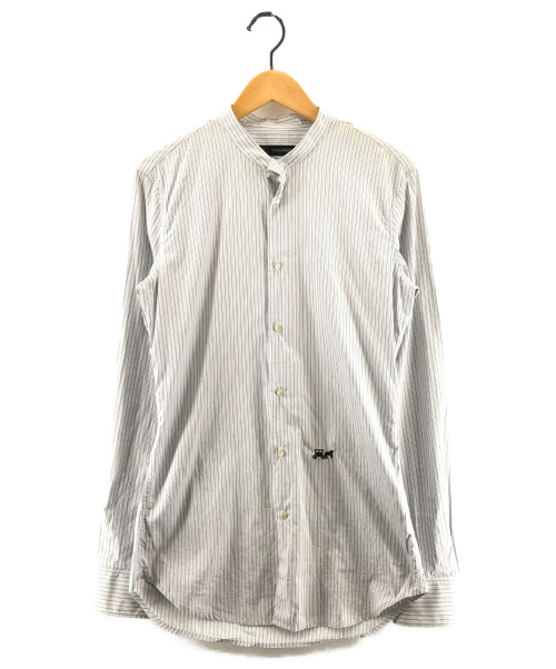 DSQUARED2（ディースクエアード）DSQUARED2 (ディースクエアード) バックスカーフ付バンドカラーシャツ ホワイト サイズ:44 ストライプの古着・服飾アイテム