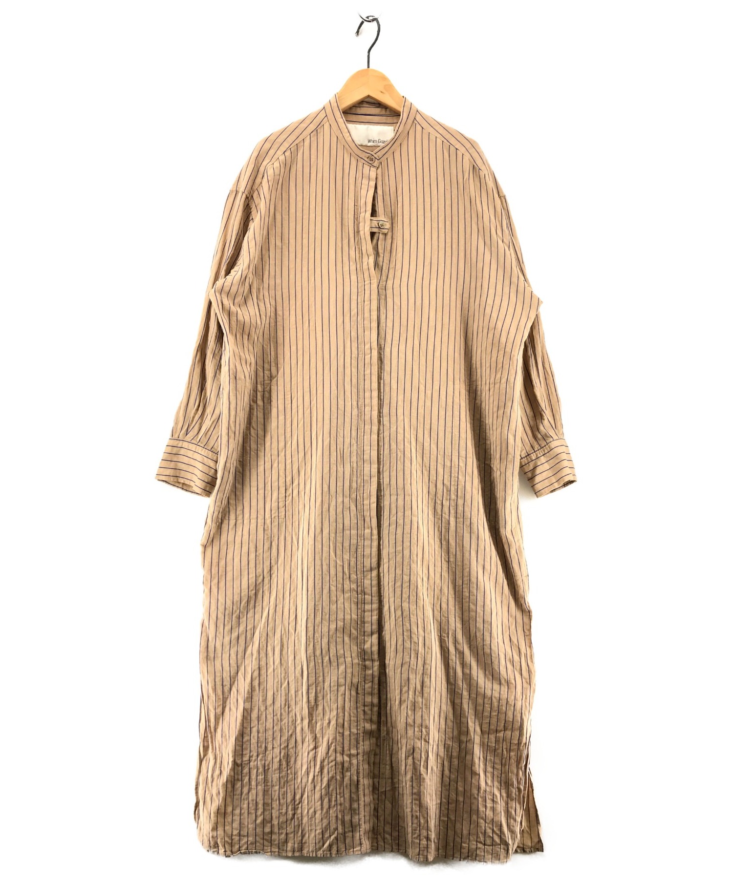 中古 古着通販 Whim Gazette ウィムガゼット Stripeロングシャツワンピース ベージュ ブルー サイズ F ブランド 古着通販 トレファク公式 Trefac Fashion