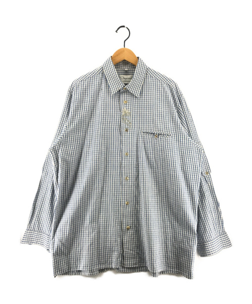 Impecial LANDHAUS（インペシャルランドハウス）Impecial LANDHAUS (インペシャルランドハウス) 刺繍チェックシャツ ホワイト×ブルー サイズ:43の古着・服飾アイテム