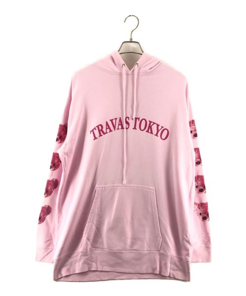 TRAVAS TOKYO（トラバス トーキョー/トラヴァス トウキョウ）TRAVAS TOKYO (トラヴァストーキョー) 袖くまラウンドロゴパーカー ピンク サイズ:FREEの古着・服飾アイテム