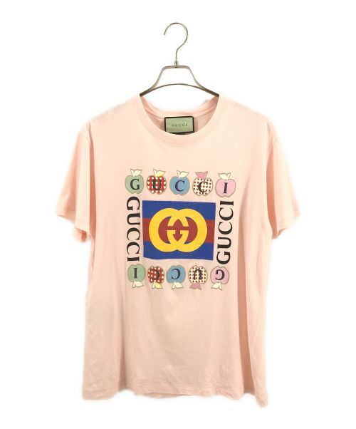 GUCCI（グッチ）GUCCI (グッチ) アップリプリントヴィンテージTシャツ ピンク サイズ:Sの古着・服飾アイテム