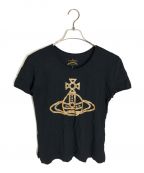 Vivienne Westwood ANGLOMANIAヴィヴィアンウエストウッド アングロマニア）の古着「オーブロゴスタッズTシャツ」｜ブラック×ゴールド