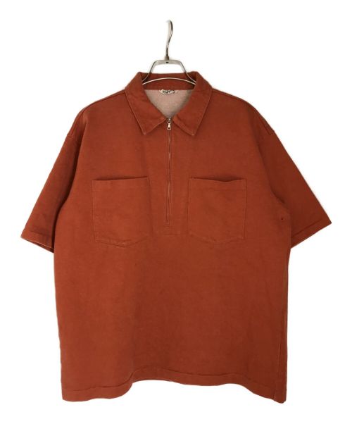 AURALEE（オーラリー）AURALEE (オーラリー) スタンドアップハーフジップポロシャツ ブラウン サイズ:3の古着・服飾アイテム