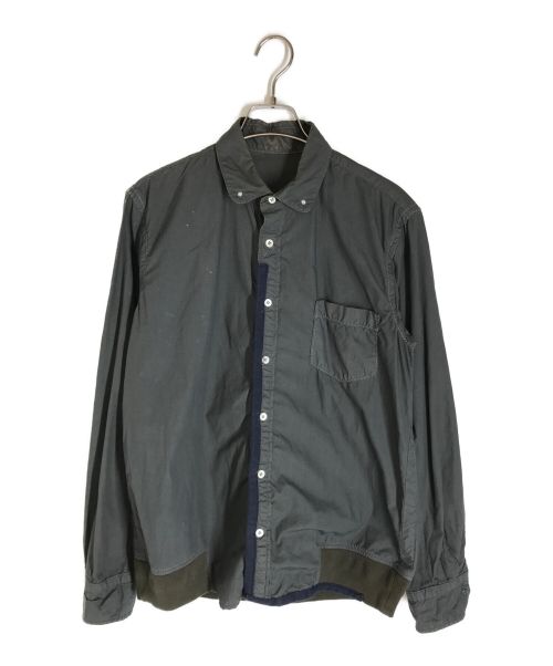 sacai（サカイ）sacai (サカイ) 裾リブパッカリングシャツ カーキ×ネイビー サイズ:1の古着・服飾アイテム