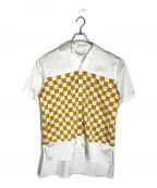 nehanne MIHARA YASUHIROネハン ミハラ ヤスヒロ）の古着「プリントオープンカラーシャツ」｜ホワイト×ベージュ
