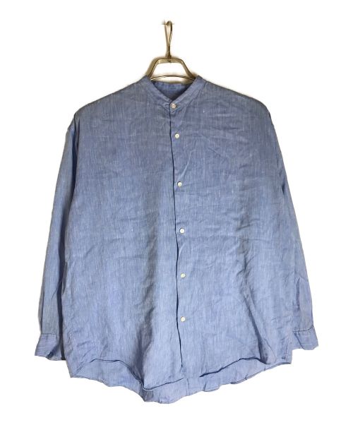 Phlannel（フランネル）Phlannel (フランネル) リネン混バンドカラーシャツ ブルー サイズ:2の古着・服飾アイテム