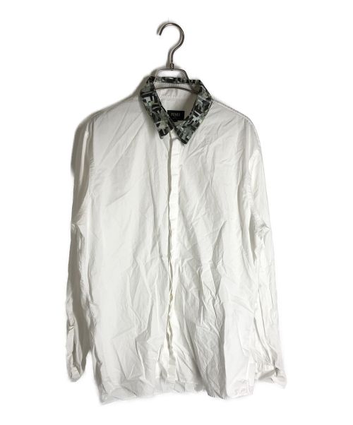 FENDI（フェンディ）FENDI (フェンディ) 襟ズッカ柄デザイン長袖シャツ ホワイト サイズ:42の古着・服飾アイテム
