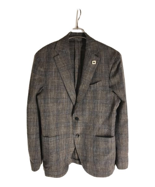 LARDINI（ラルディーニ）LARDINI (ラルディーニ) コットンリネンテーラードジャケット ブラウン×ネイビー サイズ:50の古着・服飾アイテム