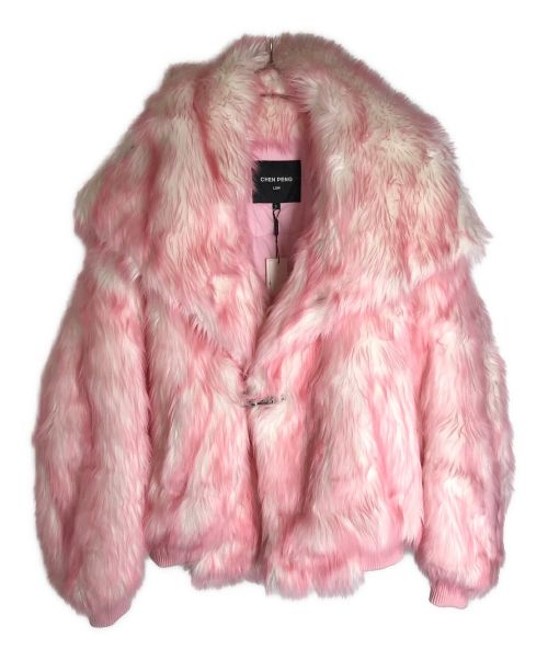 CHEN PENG（チェンペン）CHEN PENG (チェンペン) フェイクファーオーバージャケット ホワイト×ピンク サイズ:Sの古着・服飾アイテム