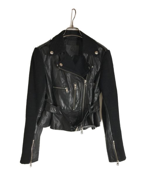 MCQ（マックキュー）MCQ (マックキュー) スリーブ切替ライダースジャケット ブラック サイズ:38の古着・服飾アイテム