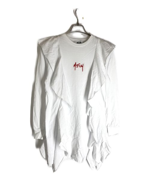 MSGM（エムエスジーエム）MSGM (エムエスジーエム) フリルカットソーワンピース ホワイト サイズ:XSの古着・服飾アイテム